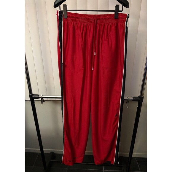 Men’s Vintage Air Jordan Pants Black/Red Wide Leg Track Retro Pants Size XXL